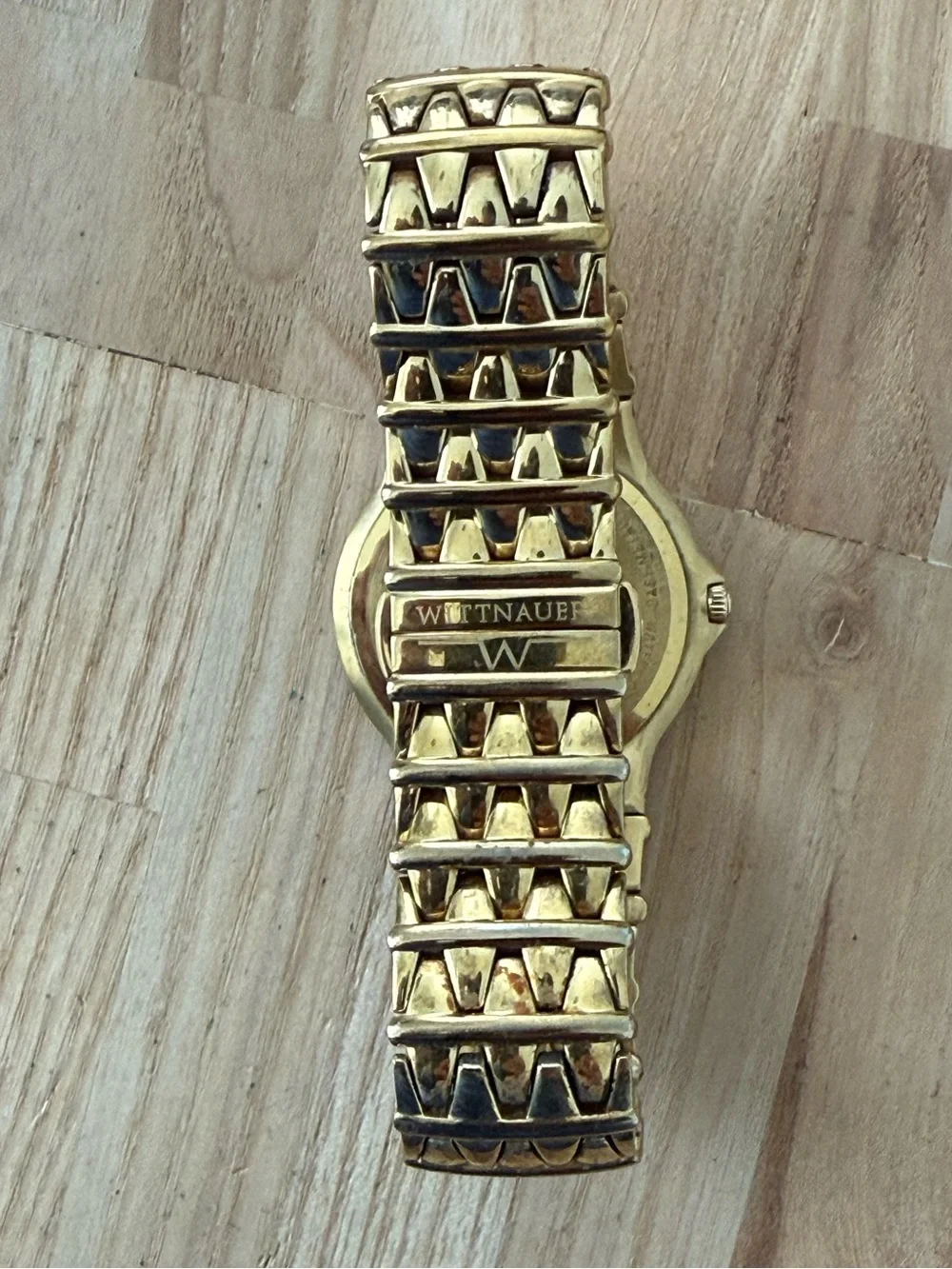 Wittnauer Rare Diamond Vintage Men’s Watch Gold Dial Bracelet Case Date Window